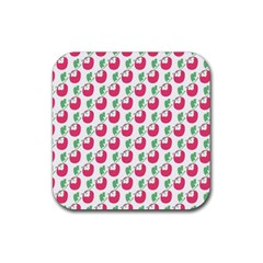 Fruit Pink Green Mangosteen Rubber Coaster (square)  by Mariart