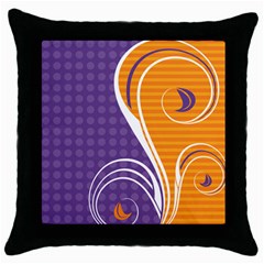 Leaf Polka Dot Purple Orange Throw Pillow Case (black) by Mariart