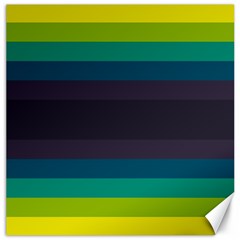 Neon Stripes Line Horizon Color Rainbow Yellow Blue Purple Black Canvas 16  X 16  