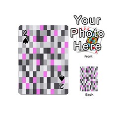 Pink Grey Black Plaid Original Playing Cards 54 (mini)  by Mariart