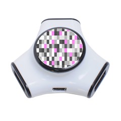 Pink Grey Black Plaid Original 3-port Usb Hub