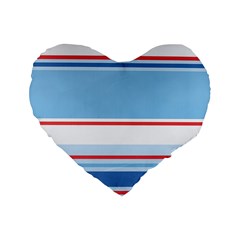 Navy Blue White Red Stripe Blue Finely Striped Line Standard 16  Premium Heart Shape Cushions by Mariart