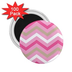 Pink Red White Grey Chevron Wave 2 25  Magnets (100 Pack)  by Mariart