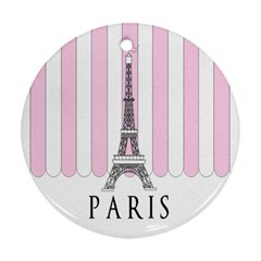 Pink Paris Eiffel Tower Stripes France Ornament (round)