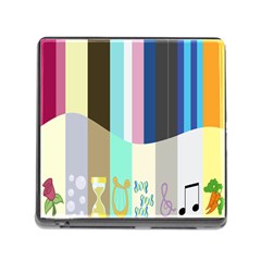 Rainbow Color Line Vertical Rose Bubble Note Carrot Memory Card Reader (square) by Mariart