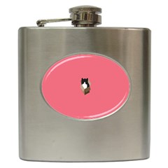 Minimalism Cat Pink Animals Hip Flask (6 Oz)
