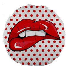 Sexy Lips Red Polka Dot Large 18  Premium Flano Round Cushions by Mariart