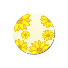 Sunflowers Flower Floral Yellow Magnet 3  (round) by Mariart