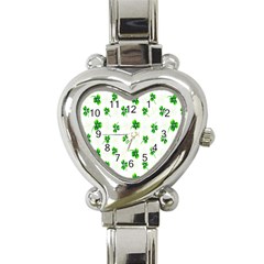 Leaf Green White Heart Italian Charm Watch