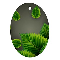 Leaf Green Grey Ornament (oval)