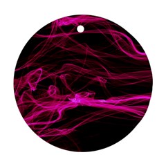 Abstract Pink Smoke On A Black Background Ornament (round) by Nexatart