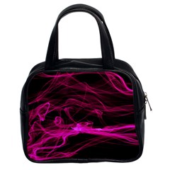 Abstract Pink Smoke On A Black Background Classic Handbags (2 Sides) by Nexatart