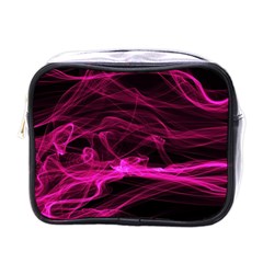 Abstract Pink Smoke On A Black Background Mini Toiletries Bags by Nexatart