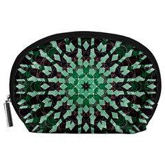 Abstract Green Patterned Wallpaper Background Accessory Pouches (large)  by Nexatart