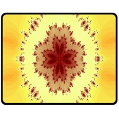 Yellow Digital Kaleidoskope Computer Graphic Double Sided Fleece Blanket (medium) 