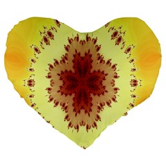 Yellow Digital Kaleidoskope Computer Graphic Large 19  Premium Flano Heart Shape Cushions by Nexatart