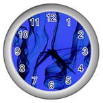 Blue Velvet Ribbon Background Wall Clocks (Silver)  Front