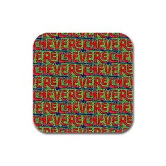 Typographic Graffiti Pattern Rubber Square Coaster (4 Pack)  by dflcprints