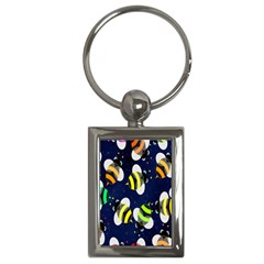 Bees Cartoon Bee Pattern Key Chains (rectangle)  by Nexatart