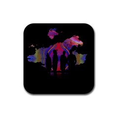 Abstract Surreal Sunset Rubber Square Coaster (4 Pack)  by Nexatart