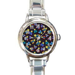 Bees Animal Insect Pattern Round Italian Charm Watch by Nexatart