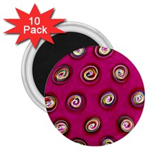 Digitally Painted Abstract Polka Dot Swirls On A Pink Background 2 25  Magnets (10 Pack)  by Nexatart
