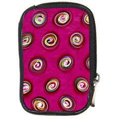 Digitally Painted Abstract Polka Dot Swirls On A Pink Background Compact Camera Cases by Nexatart