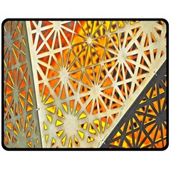 Abstract Starburst Background Wallpaper Of Metal Starburst Decoration With Orange And Yellow Back Double Sided Fleece Blanket (medium) 