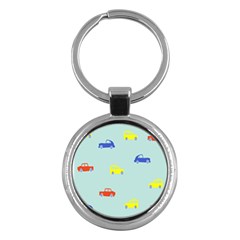 Car Yellow Blue Orange Key Chains (round)  by Mariart