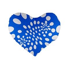 Circles Polka Dot Blue White Standard 16  Premium Heart Shape Cushions