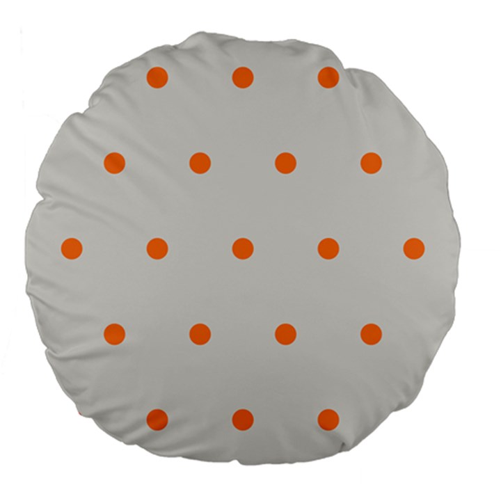 Diamond Polka Dot Grey Orange Circle Spot Large 18  Premium Flano Round Cushions
