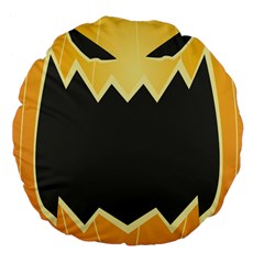 Halloween Pumpkin Orange Mask Face Sinister Eye Black Large 18  Premium Flano Round Cushions by Mariart
