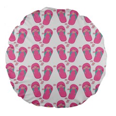 Flip Flops Flower Star Sakura Pink Large 18  Premium Flano Round Cushions by Mariart