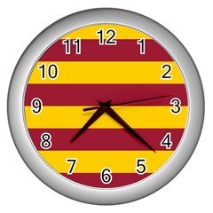 Oswald s Stripes Red Yellow Wall Clocks (silver) 