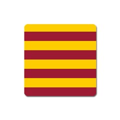 Oswald s Stripes Red Yellow Square Magnet by Mariart