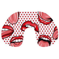 Lipstick Lip Red Polka Dot Circle Travel Neck Pillows by Mariart