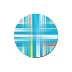 Lines Blue Stripes Magnet 3  (round) by Mariart