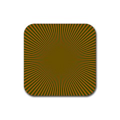 Stripy Starburst Effect Light Orange Green Line Rubber Coaster (square)  by Mariart