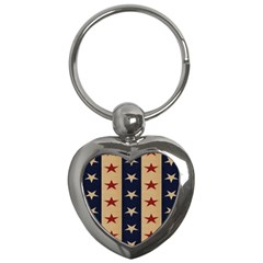 Stars Stripes Grey Blue Key Chains (heart)  by Mariart
