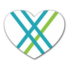 Symbol X Blue Green Sign Heart Mousepads by Mariart