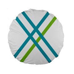 Symbol X Blue Green Sign Standard 15  Premium Flano Round Cushions