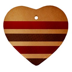Vintage Striped Polka Dot Red Brown Ornament (heart) by Mariart
