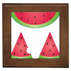 Watermelon Slice Red Green Fruite Framed Tiles by Mariart