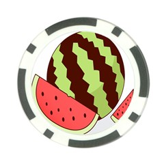Watermelon Slice Red Green Fruite Circle Poker Chip Card Guard (10 Pack) by Mariart