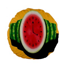 Watermelon Slice Red Orange Green Black Fruite Time Standard 15  Premium Flano Round Cushions
