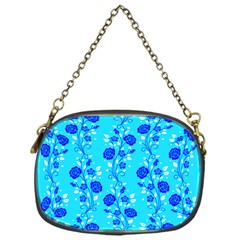Vertical Floral Rose Flower Blue Chain Purses (one Side)  by Mariart