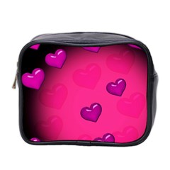 Pink Hearth Background Wallpaper Texture Mini Toiletries Bag 2-side by Nexatart