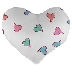 Colorful Random Hearts Large 19  Premium Heart Shape Cushions by Nexatart