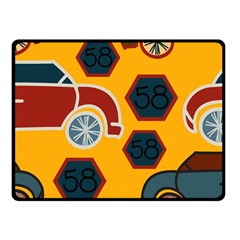 Husbands Cars Autos Pattern On A Yellow Background Fleece Blanket (small) by Nexatart