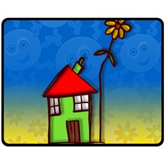 Colorful Illustration Of A Doodle House Double Sided Fleece Blanket (medium) 